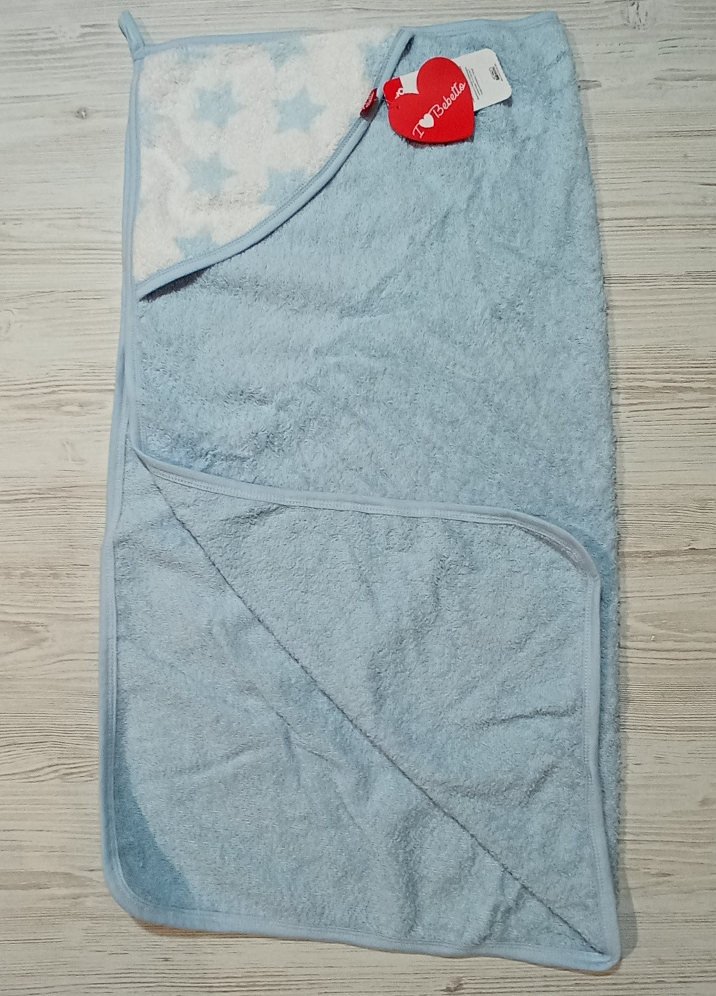 Bebetto полотенце с капюшоном однотонное, размер 80х80см, однотонный голубой производство - Турция