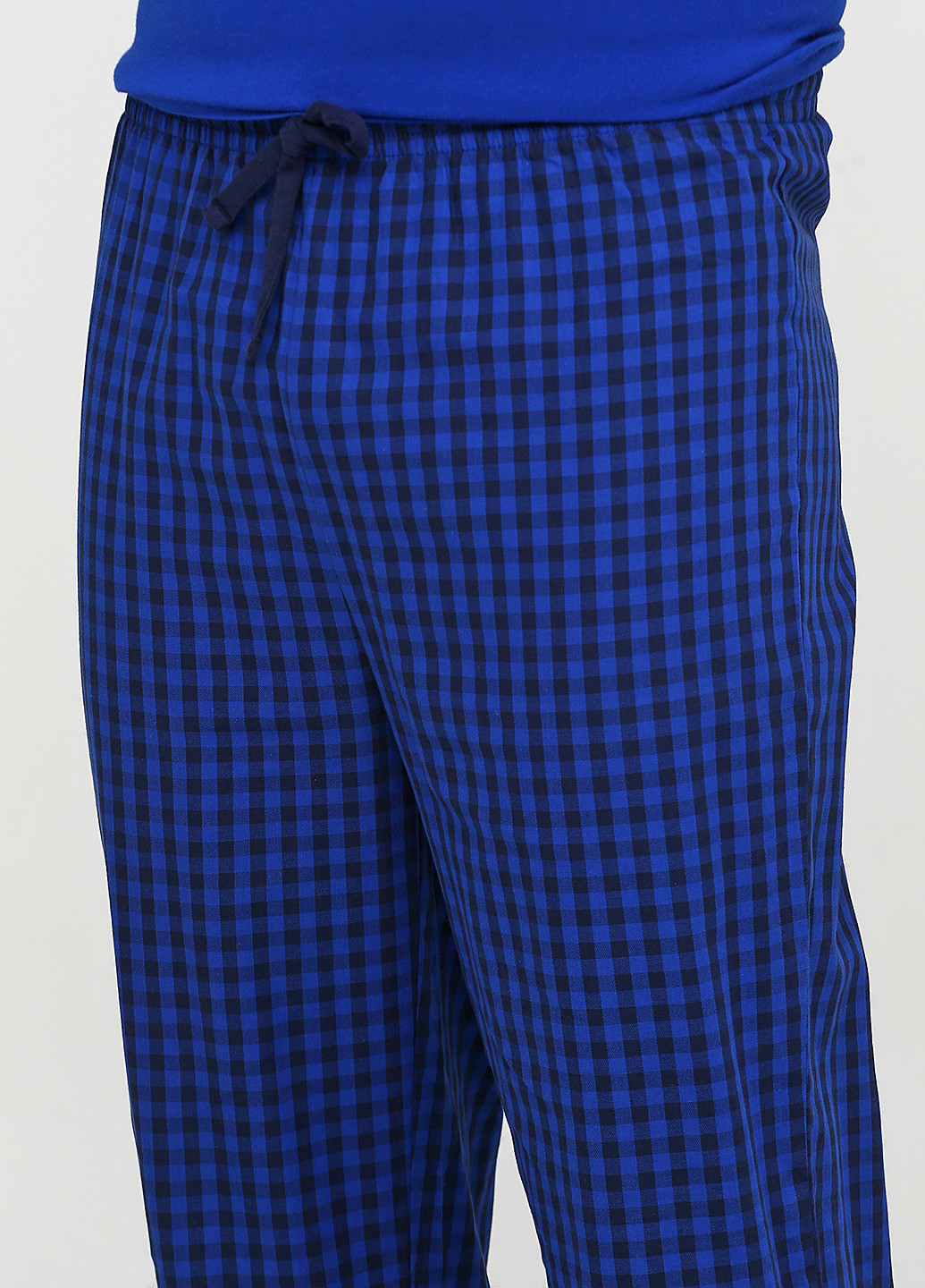 Пижама (лонгслив, брюки) C&A лонгслив + брюки клетка синяя домашняя трикотаж, хлопок