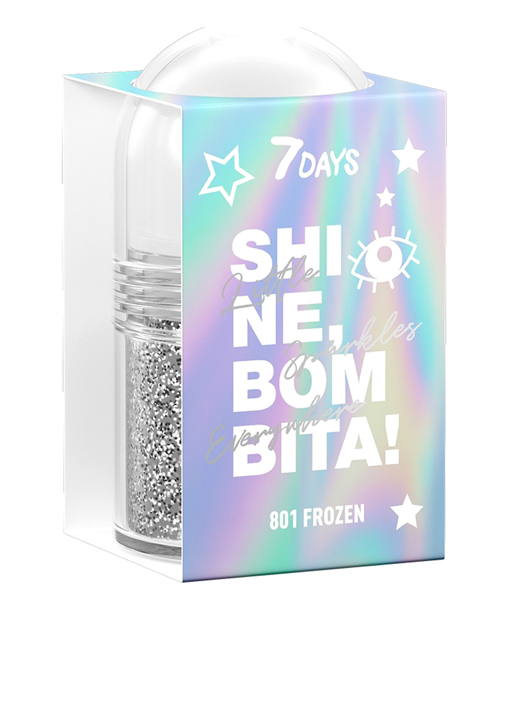 Серебряный гель для тела SHINE, BOMBITA! с шиммерами и блестками 801 Frozen, 20 мл 7 days (197273647)