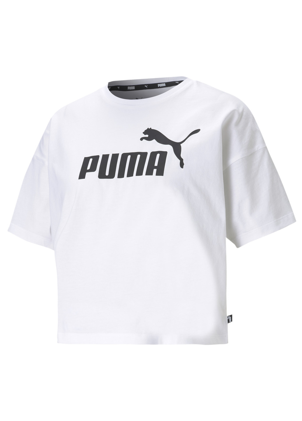 Белая всесезон футболка essentials logo cropped women's tee Puma