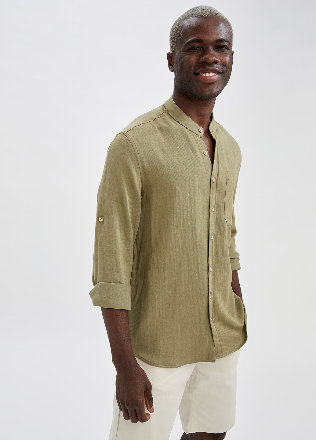 Оливковая кэжуал рубашка DeFacto