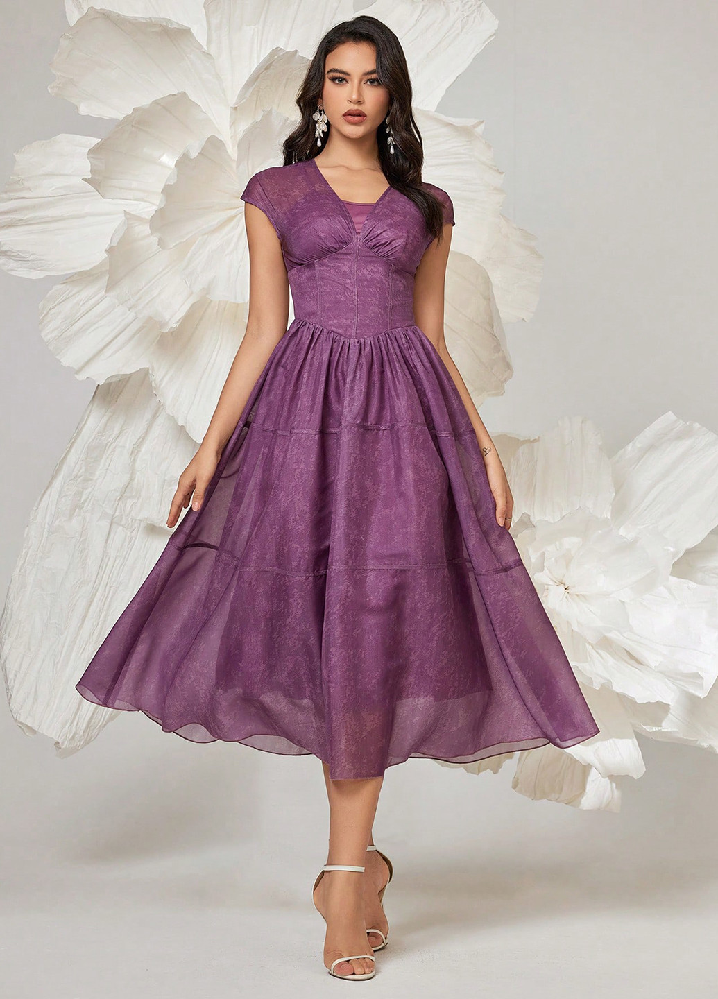 Фіолетова коктейльна сукня в стилі армпір SHEIN однотонна