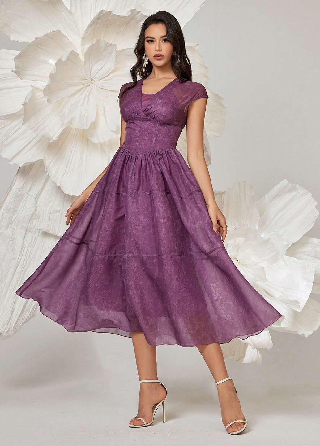 Фіолетова коктейльна сукня в стилі армпір SHEIN однотонна