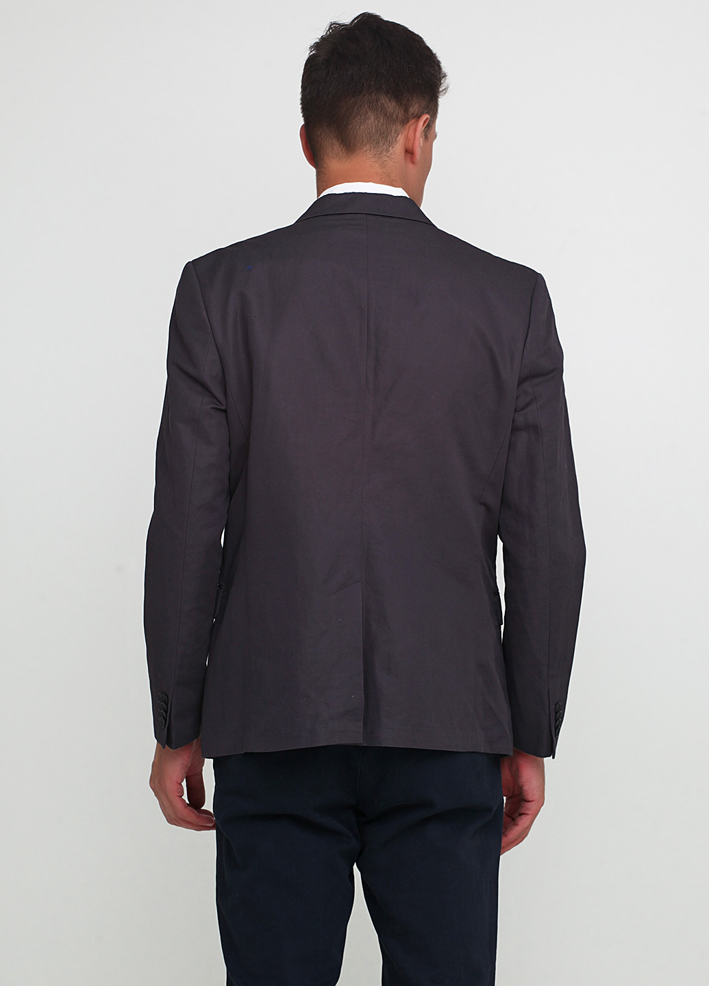 Пиджак H&M с длинным рукавом тёмно-серый кэжуал
