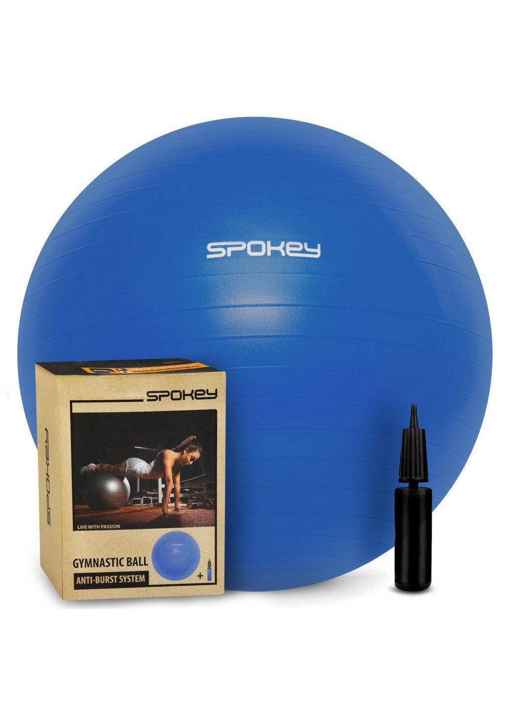 Гімнастичний м'яч для спорту з насосом Spokey (255405021)