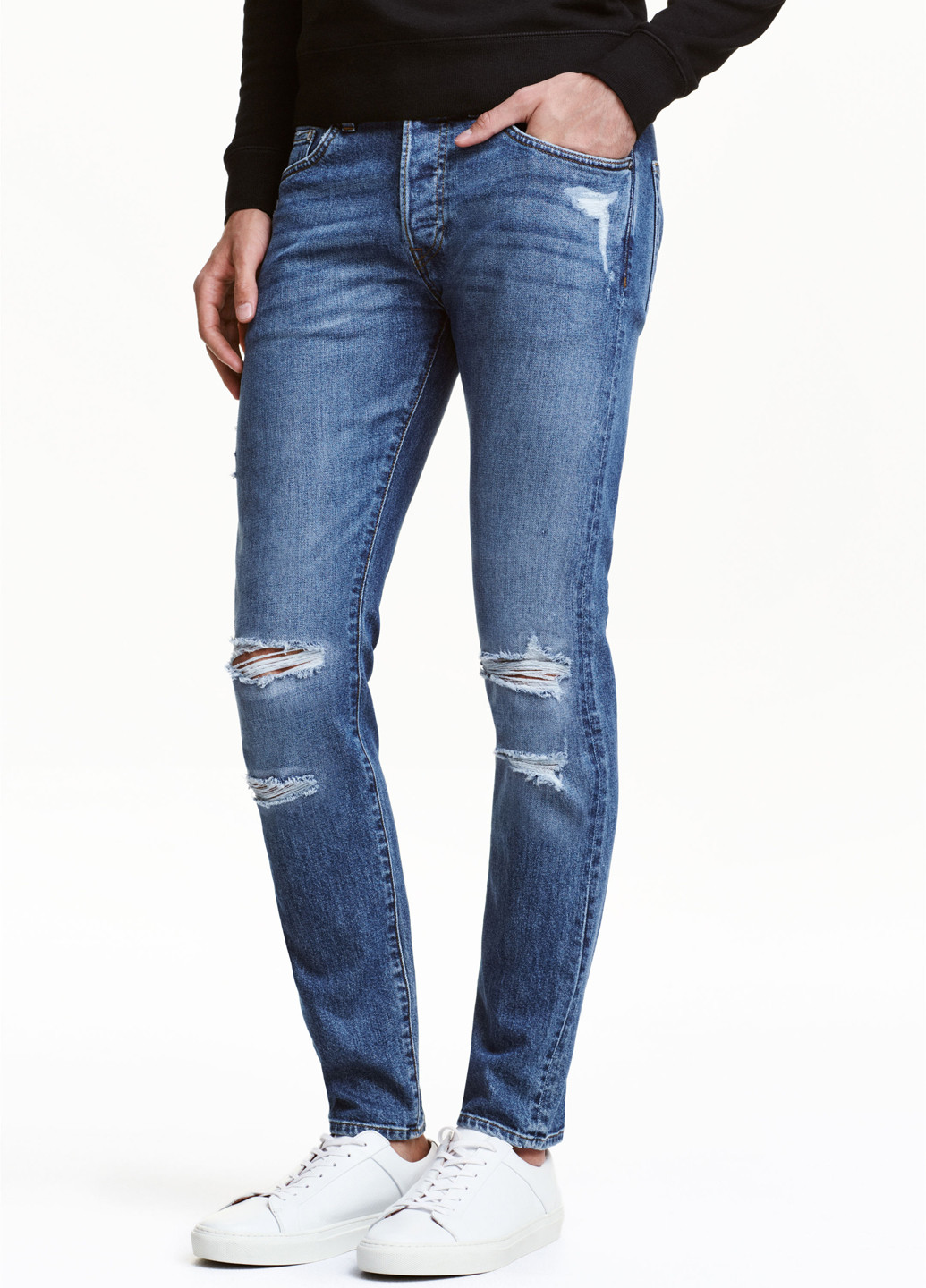 Синие демисезонные прямые джинсы H&M