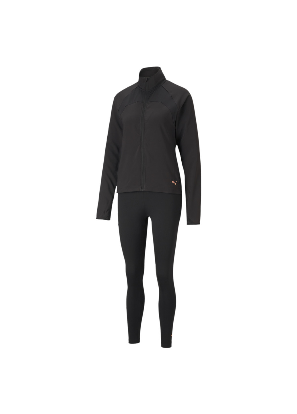 Спортивний костюм Active Yogini Woven Women's Track Suit Puma однотонний чорний спортивний поліестер