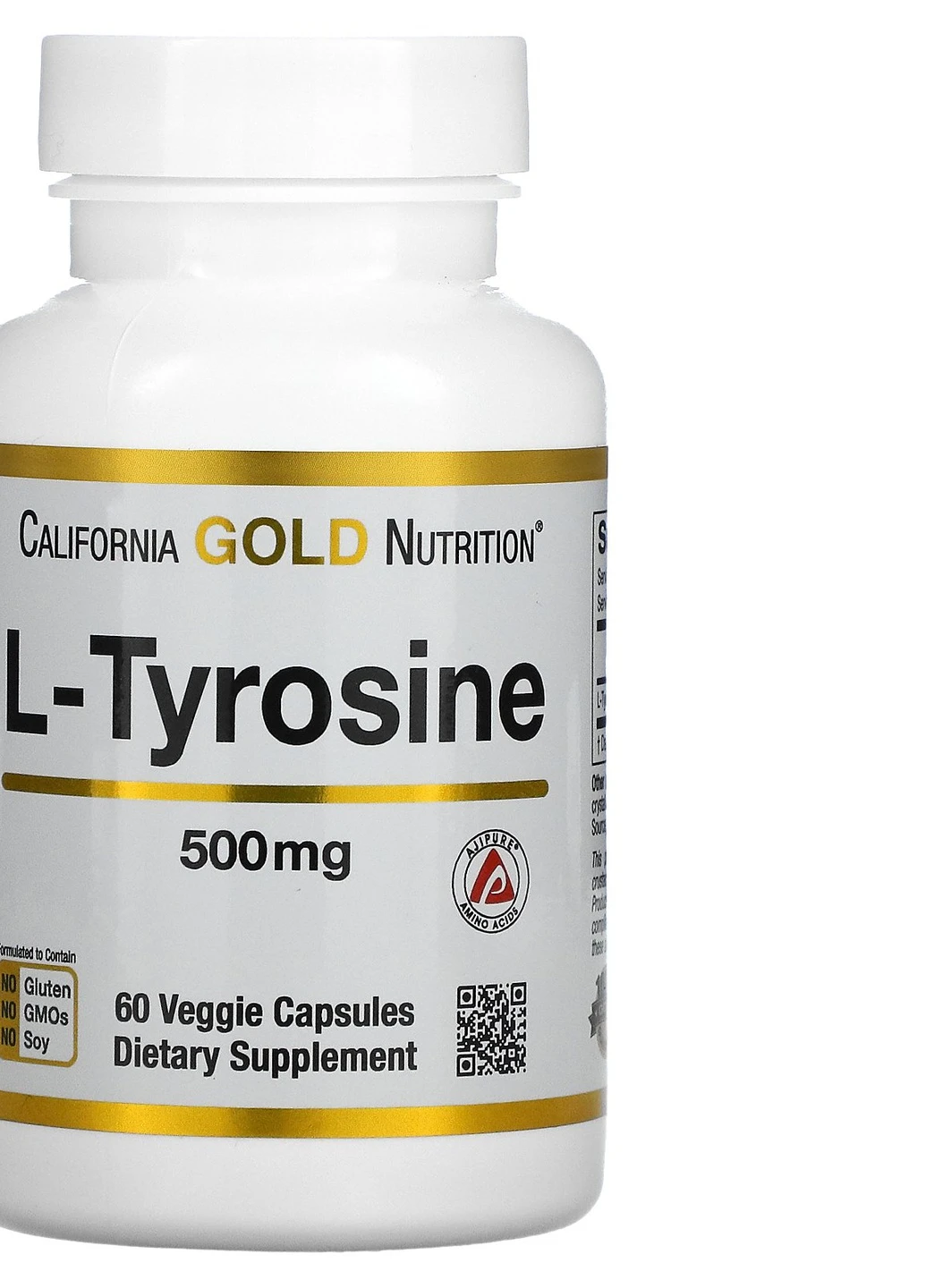 L-тирозин,, L-Tyrosine, AjiPure, 500 mg, 60 Veggie Capsules California Gold Nutrition (254371735)