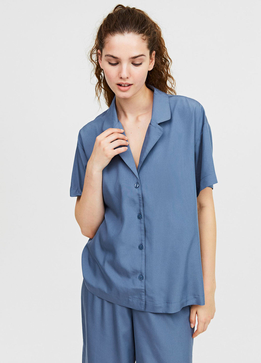 Серо-синяя всесезон пижама (рубашка, брюки) рубашка + брюки H&M