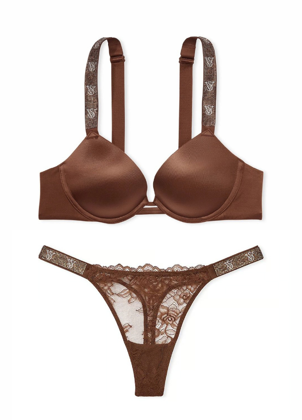 Коричневый демисезонный комплект (бюстгальтер, трусики) Victoria's Secret