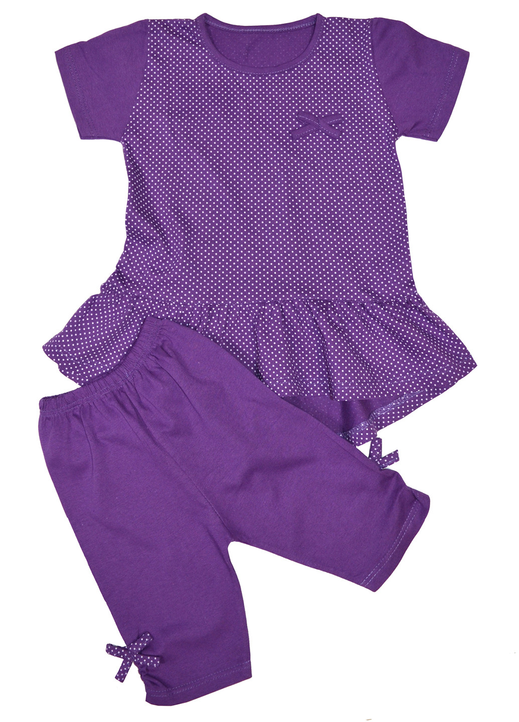 Фиолетовый летний комплект (туника, бриджи) Малена