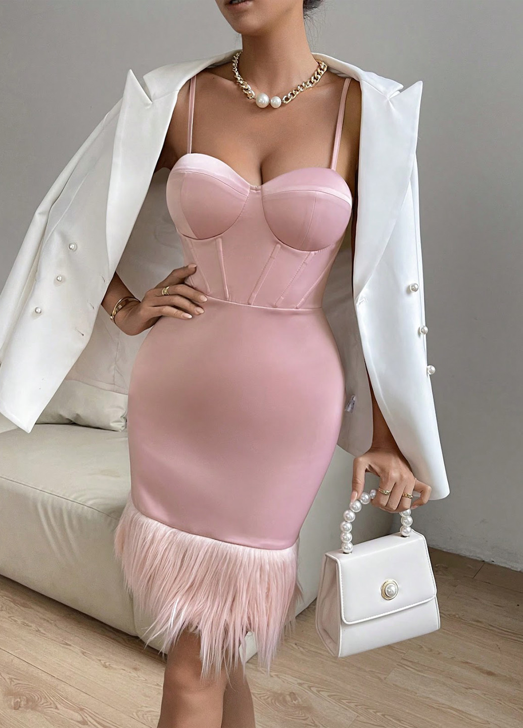 Розовое кэжуал, коктейльное платье футляр SHEIN однотонное