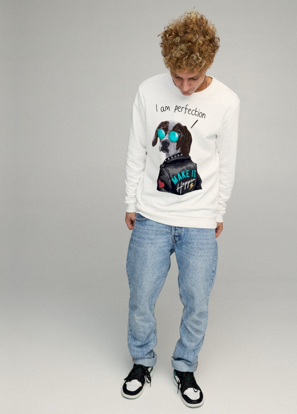 Белый свитшот мужской basic /no flis/ YAPPI рисунок (251791213)