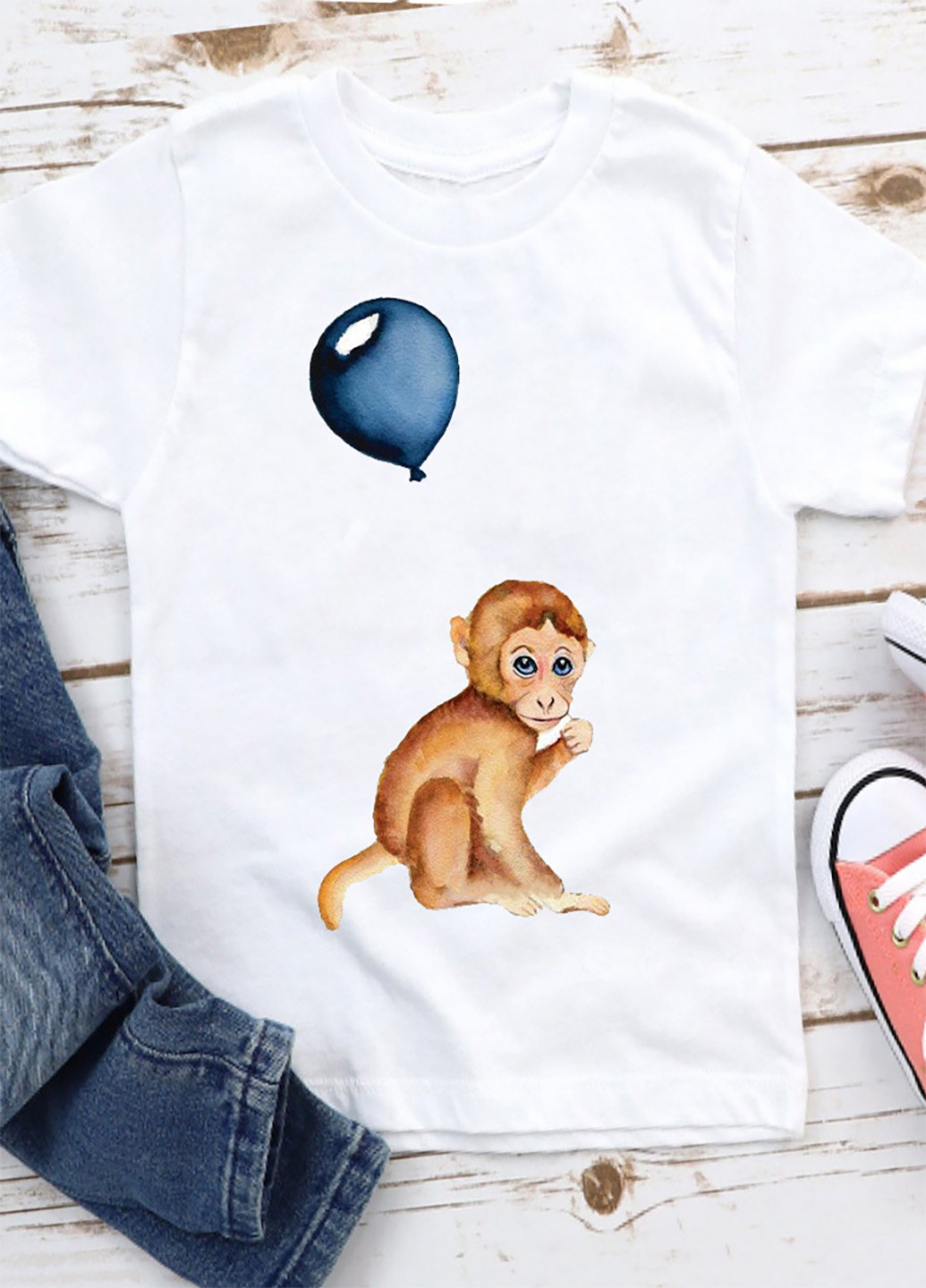 Белая демисезонная футболка детская белая обезьянка Love&Live