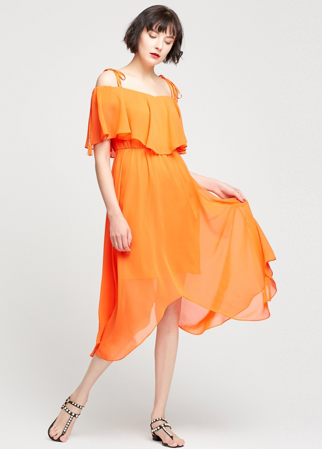 Оранжевое платье Only