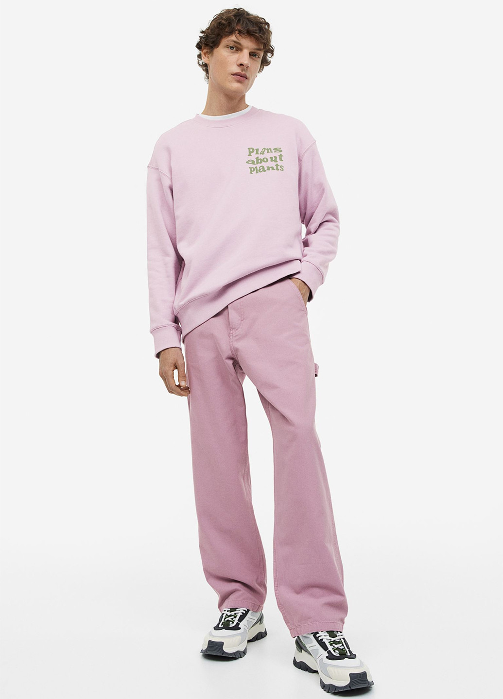 Светло-фиолетовые кэжуал демисезонные прямые брюки H&M