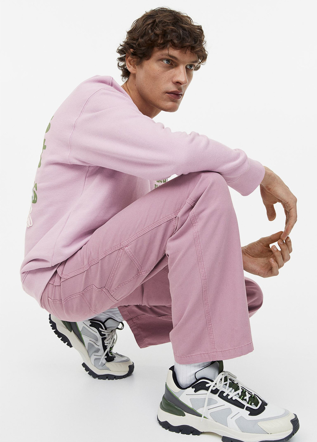 Светло-фиолетовые кэжуал демисезонные прямые брюки H&M