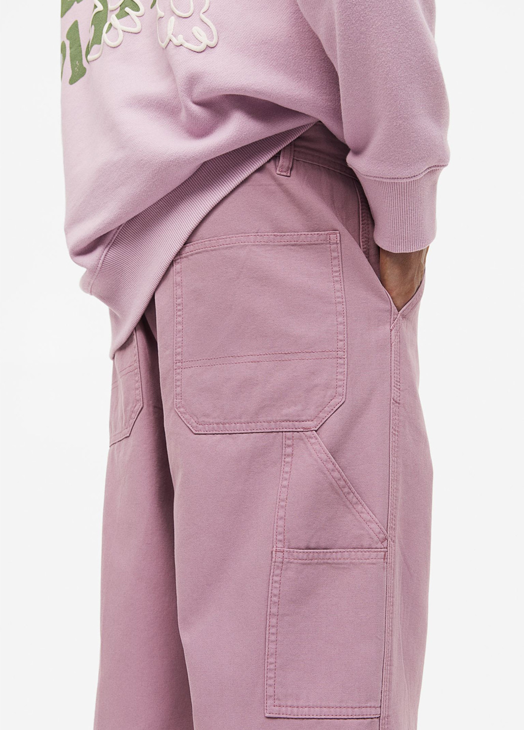 Светло-фиолетовые кэжуал демисезонные прямые брюки H&M