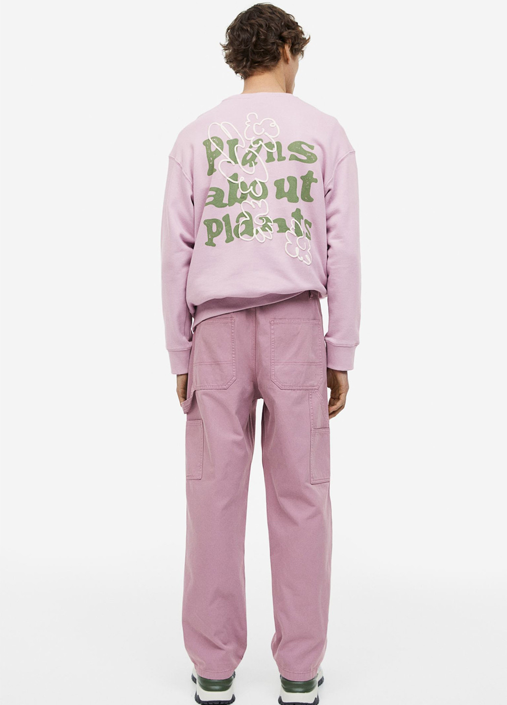 Светло-фиолетовые кэжуал демисезонные прямые брюки H&M