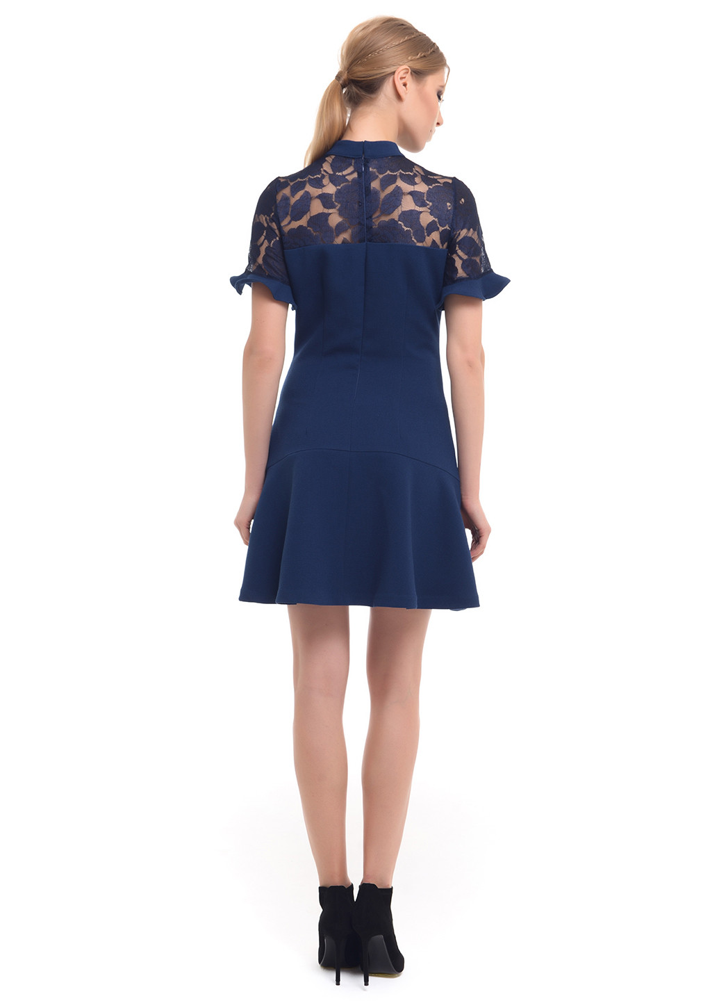 Темно-синя кежуал сукня кльош GENEVIE однотонна