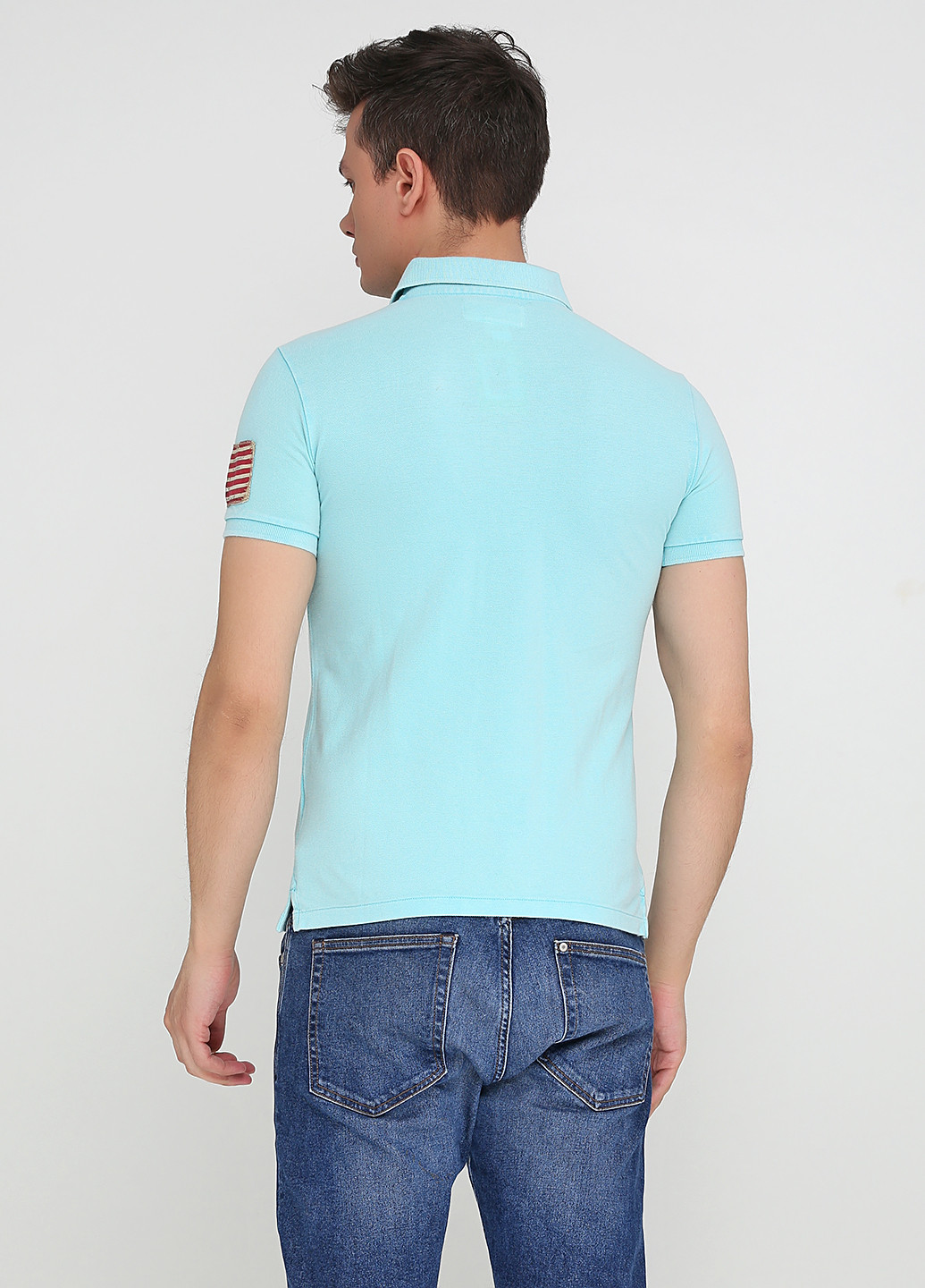 Голубой футболка-поло для мужчин Ralph Lauren однотонная