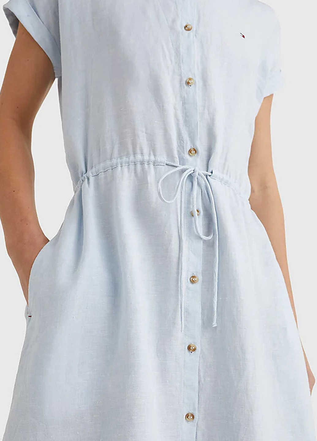 Світло-блакитна кежуал сукня сорочка Tommy Hilfiger однотонна