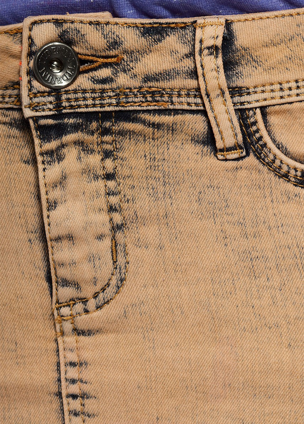 Бежевая джинсовая однотонная юбка Tom Tailor
