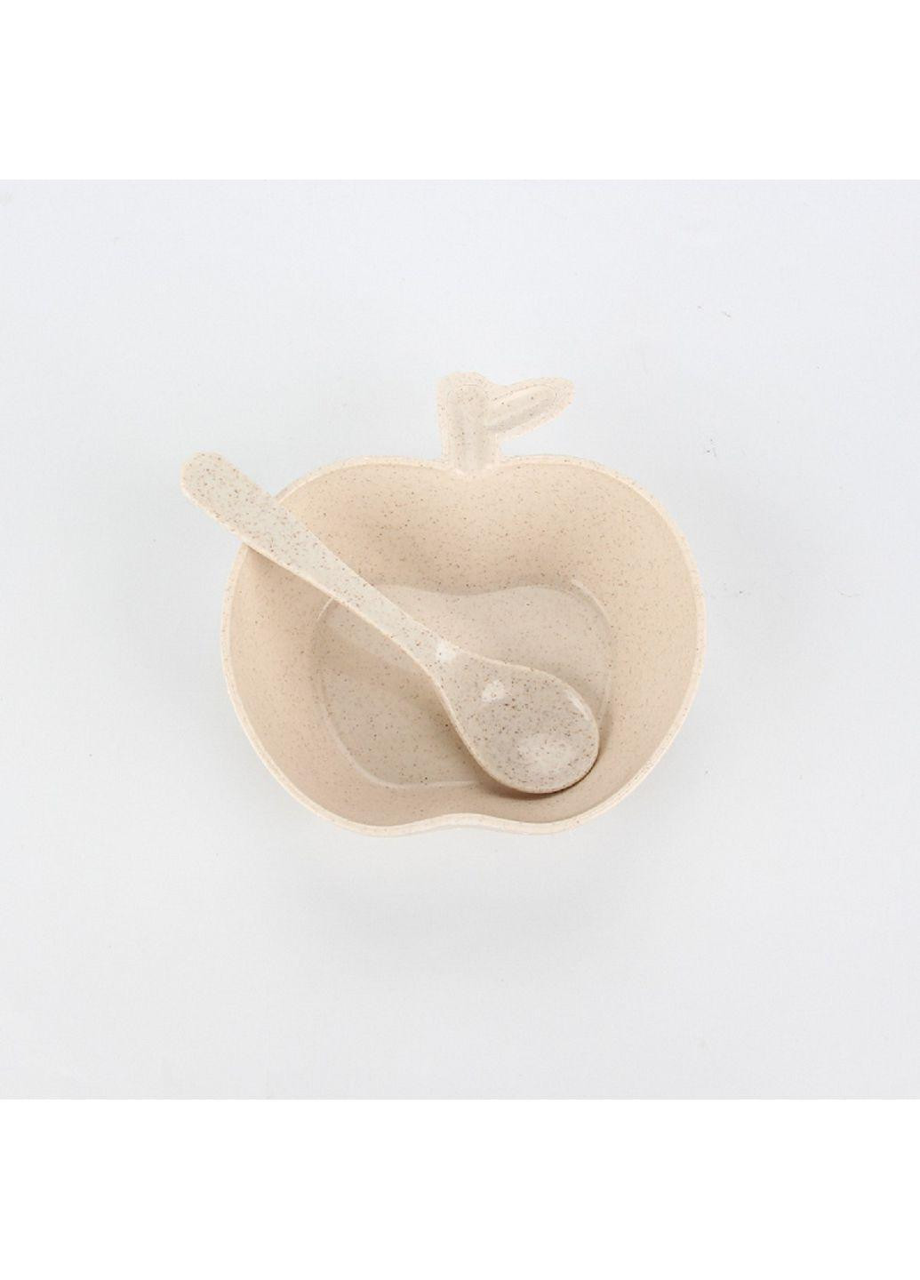 Еко тарілка з ложкою “Яблуко”, бежева (68-338) No Brand темно-бежевий