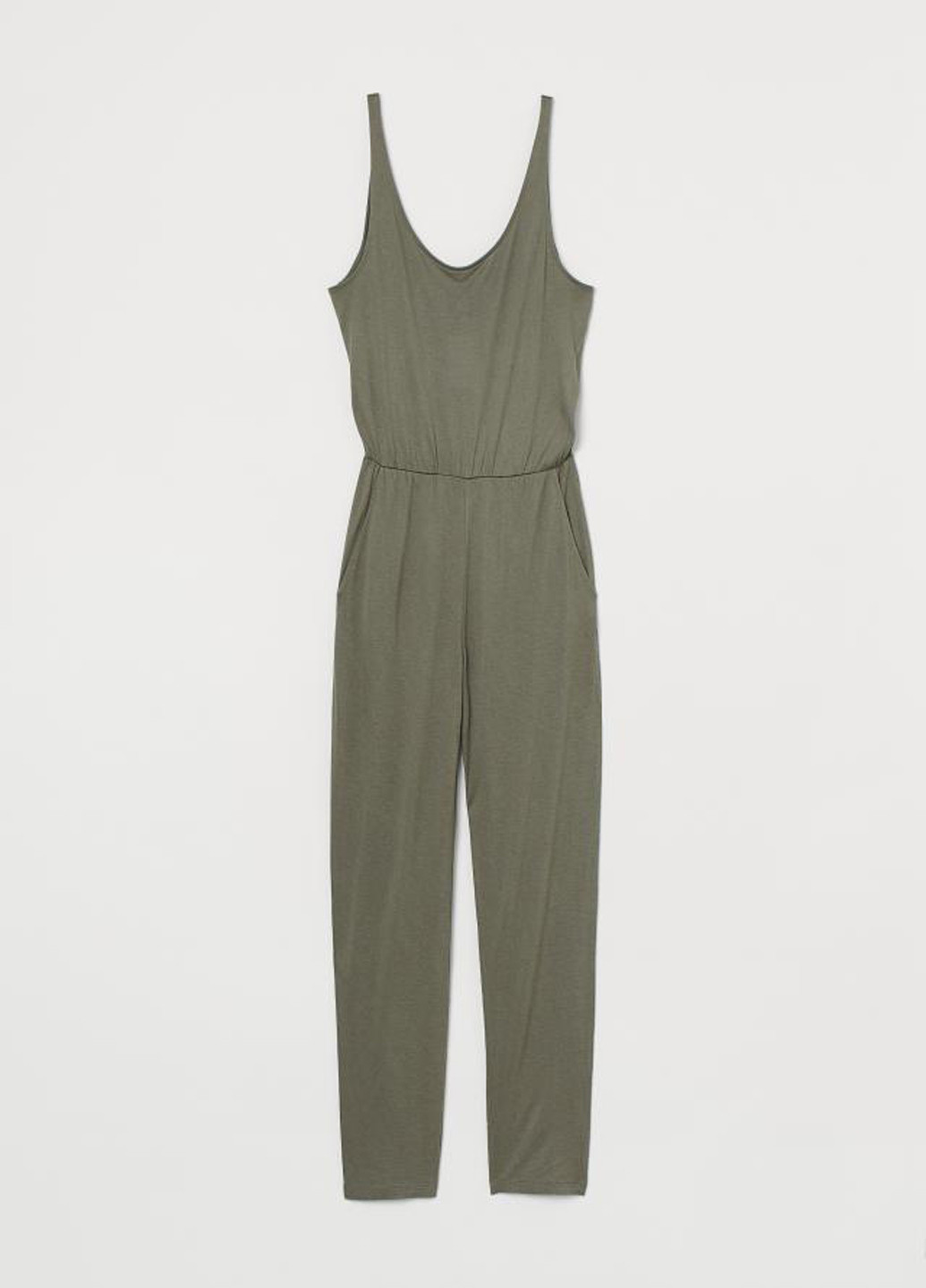 Комбинезон H&M комбинезон-брюки однотонный зелёный кэжуал