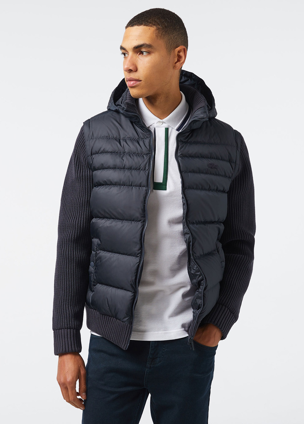 Темно-синий демисезонный Пуховик Lacoste