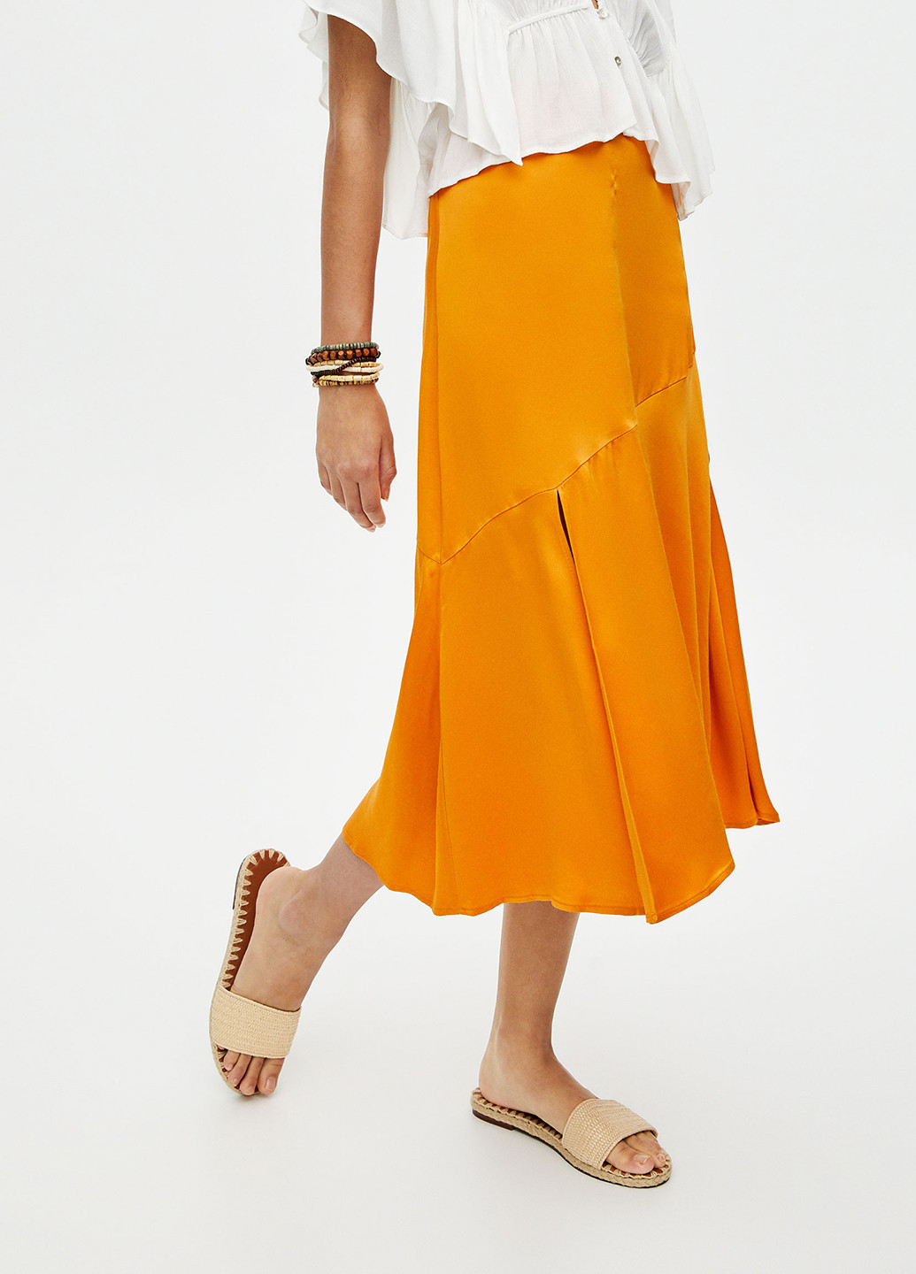 Оранжевая кэжуал однотонная юбка Pull & Bear