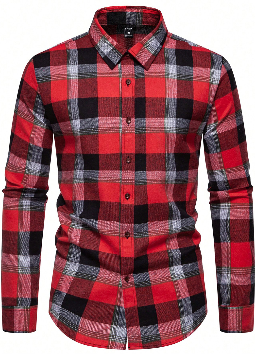 Красная кэжуал рубашка в клетку SHEIN