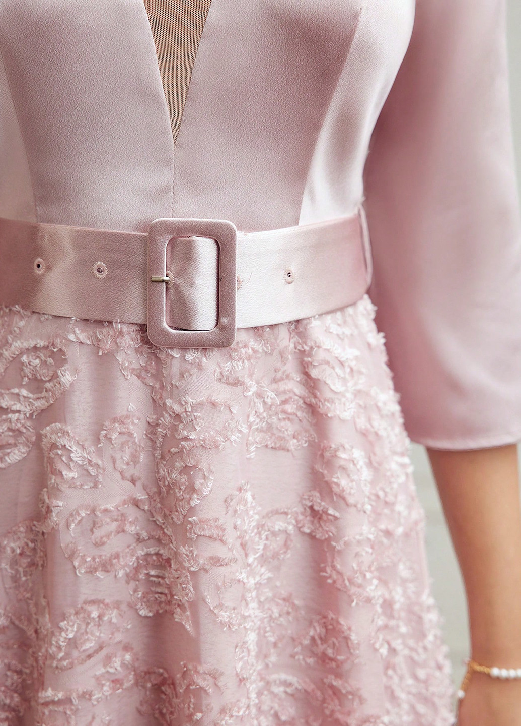 Блідо-рожева святковий, вечірня сукня кльош SHEIN однотонна