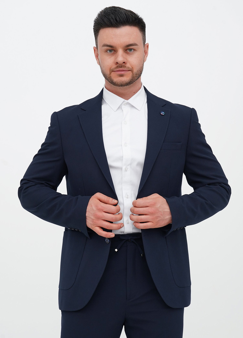 Темно-синій демісезонний костюм (піджак, штани) брючний Trend Collection