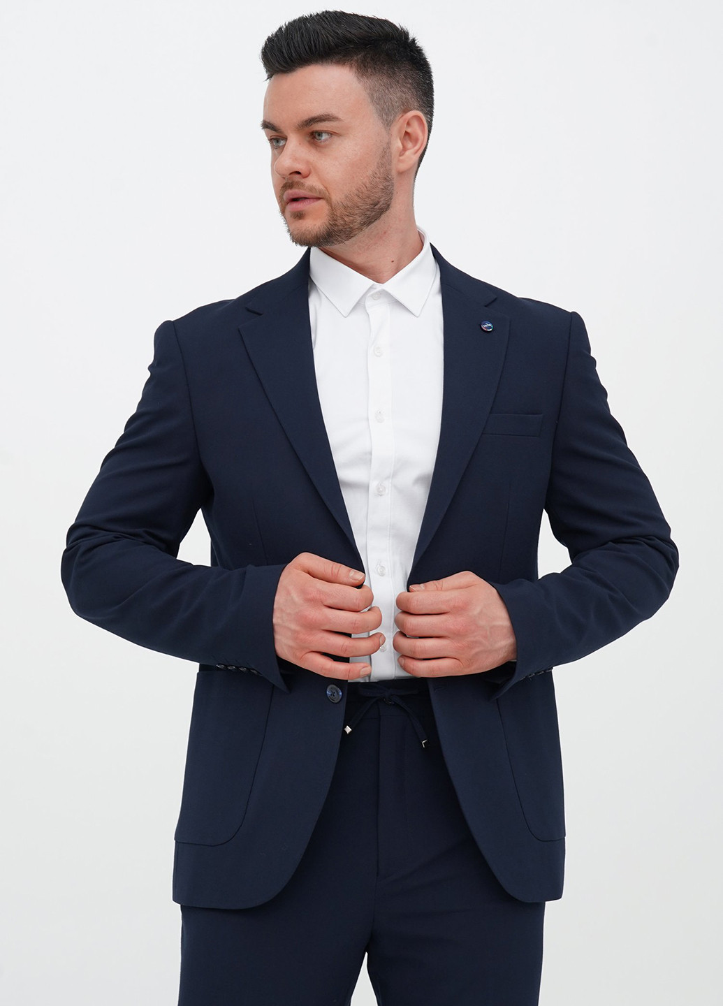 Темно-синій демісезонний костюм (піджак, штани) брючний Trend Collection