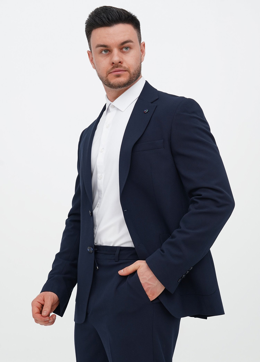 Темно-синій демісезонний костюм (піджак, штани) брючний Trend Collection