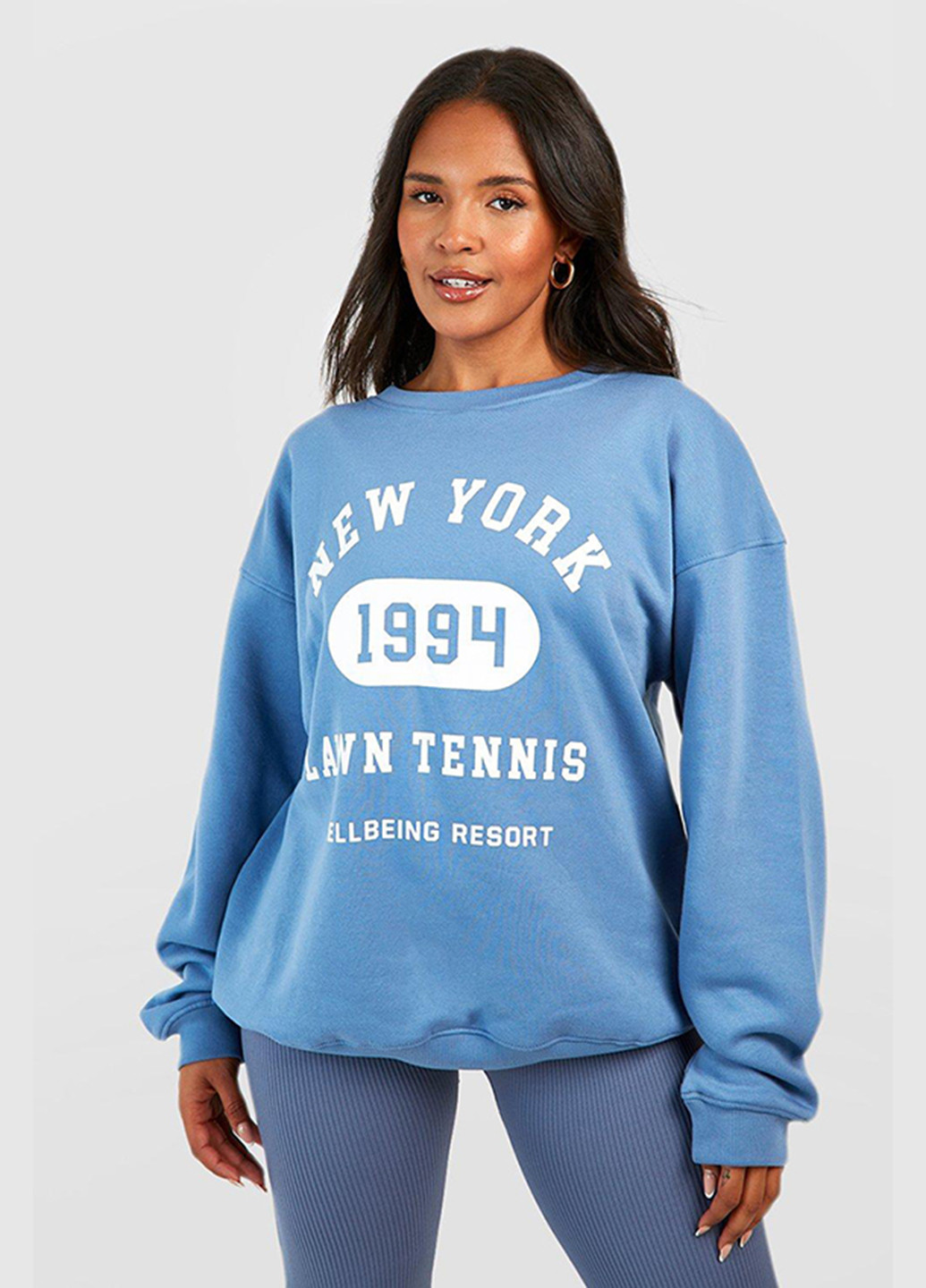 Світло-синій світшот Boohoo напис без декору (308024229)