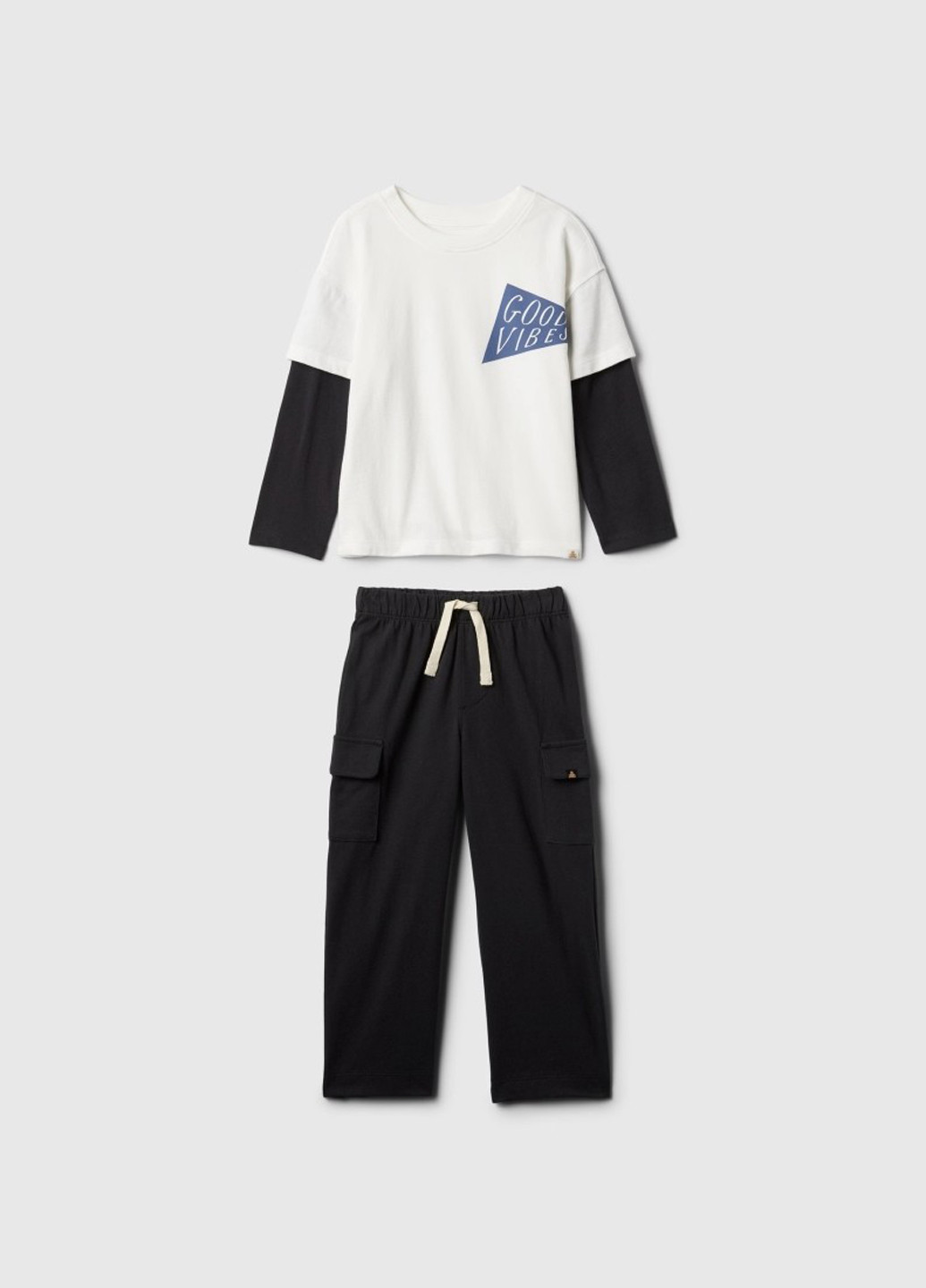 Черно-белый демисезонный костюм (лонгслив, брюки) брючный Gap