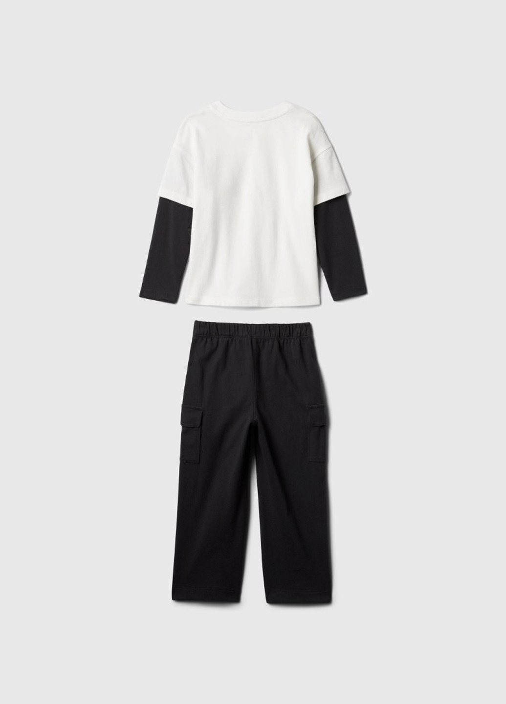 Черно-белый демисезонный костюм (лонгслив, брюки) брючный Gap