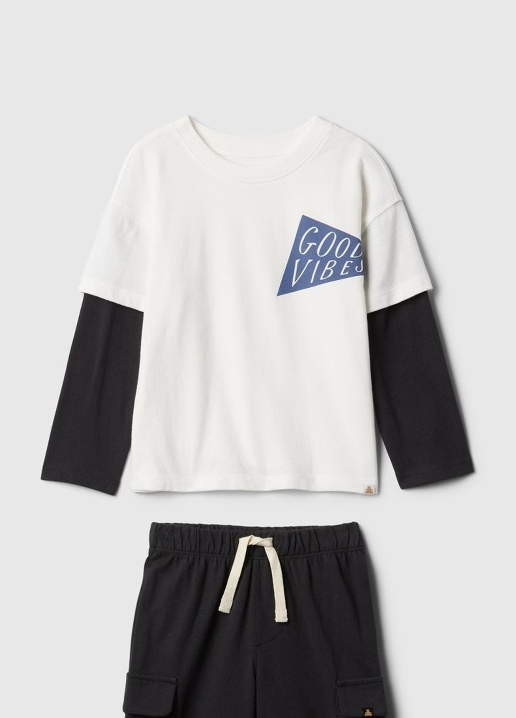 Черно-белый демисезонный костюм (лонгслив, брюки) брючный Gap