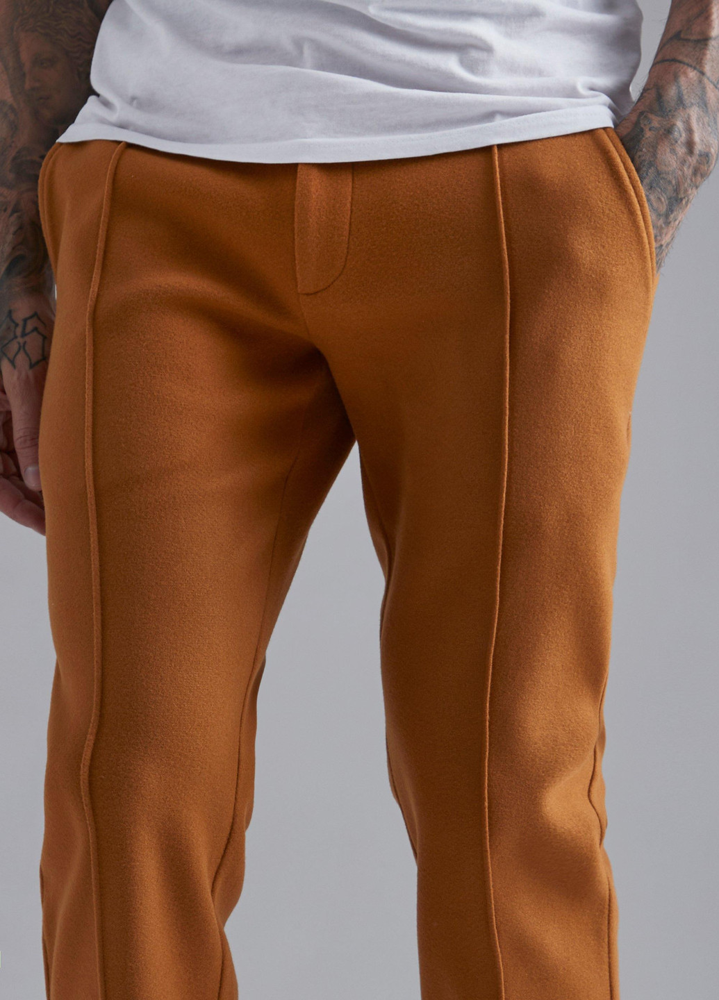 Оранжевые кэжуал демисезонные прямые брюки Boohoo
