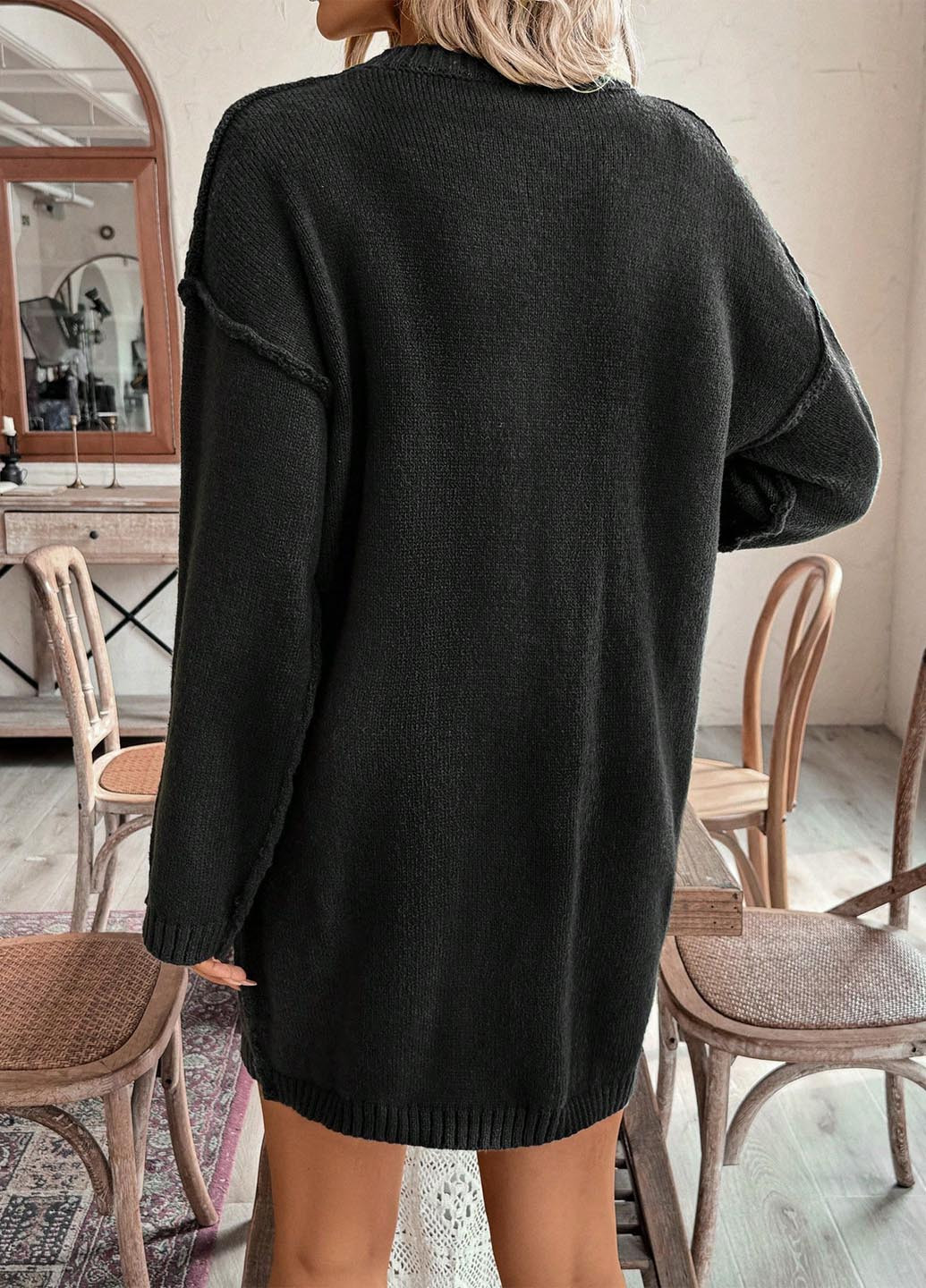 Чорна кежуал сукня сукня светр SHEIN однотонна