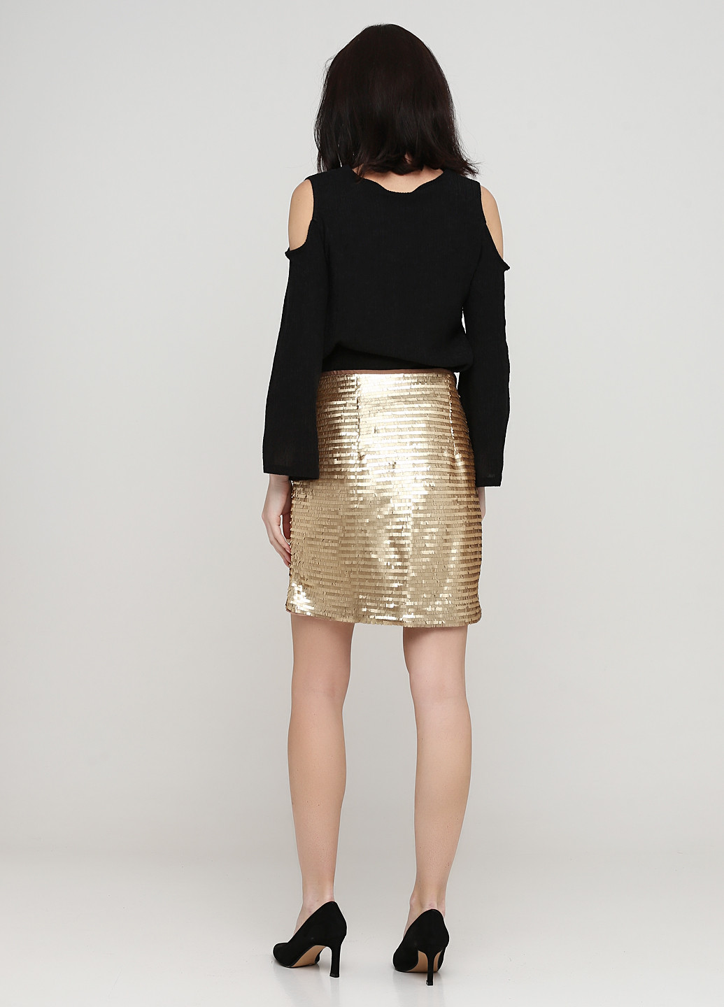 Золотая кэжуал однотонная юбка H&M а-силуэта (трапеция)