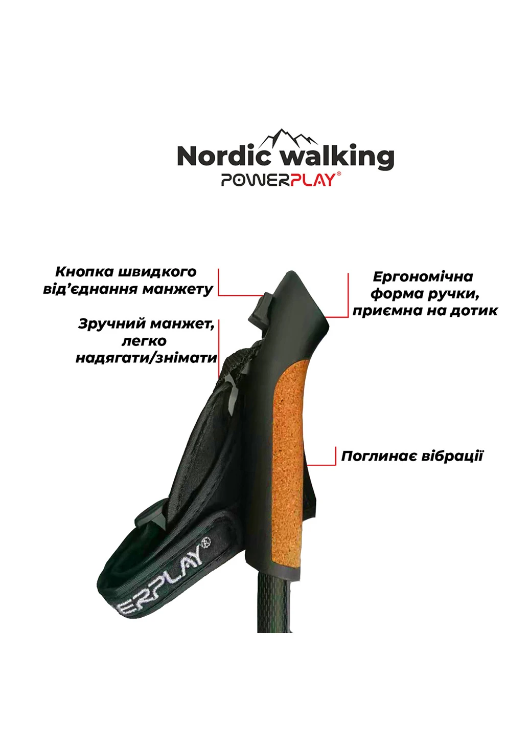 Палиці для скандинавської ходьби 80-135 см PowerPlay (253490398)