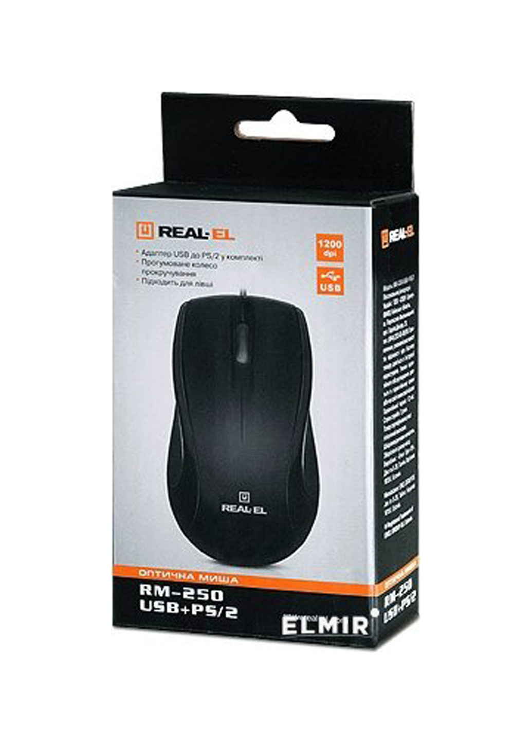 Мышь USB+PS/2 Real-El rm-250 black (134154286)