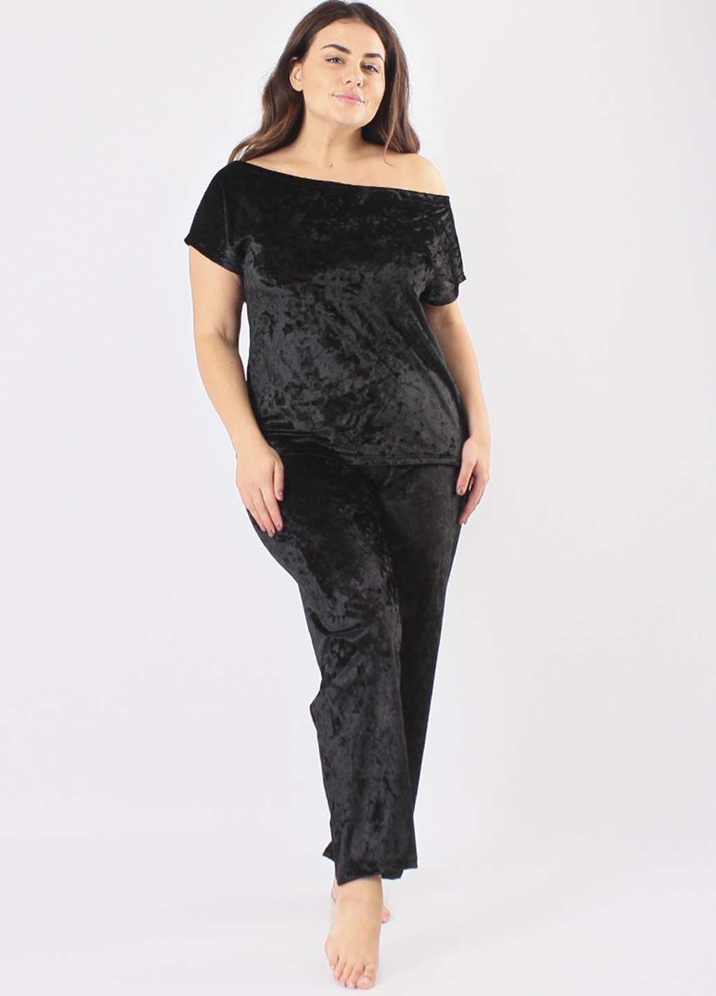 Черная всесезон пижама (футболка, брюки) футболка + брюки Ghazel