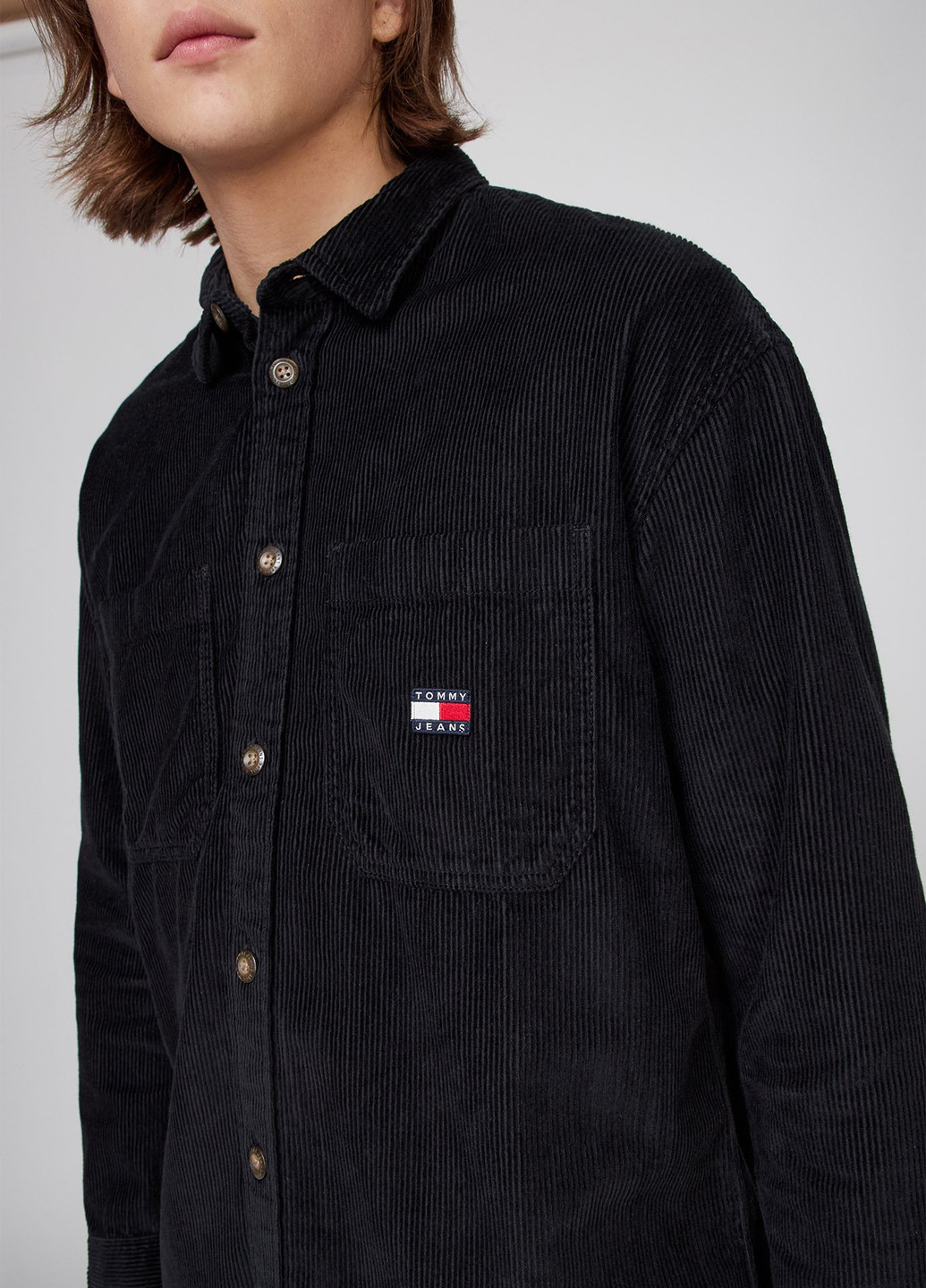 Черная кэжуал рубашка однотонная Tommy Jeans