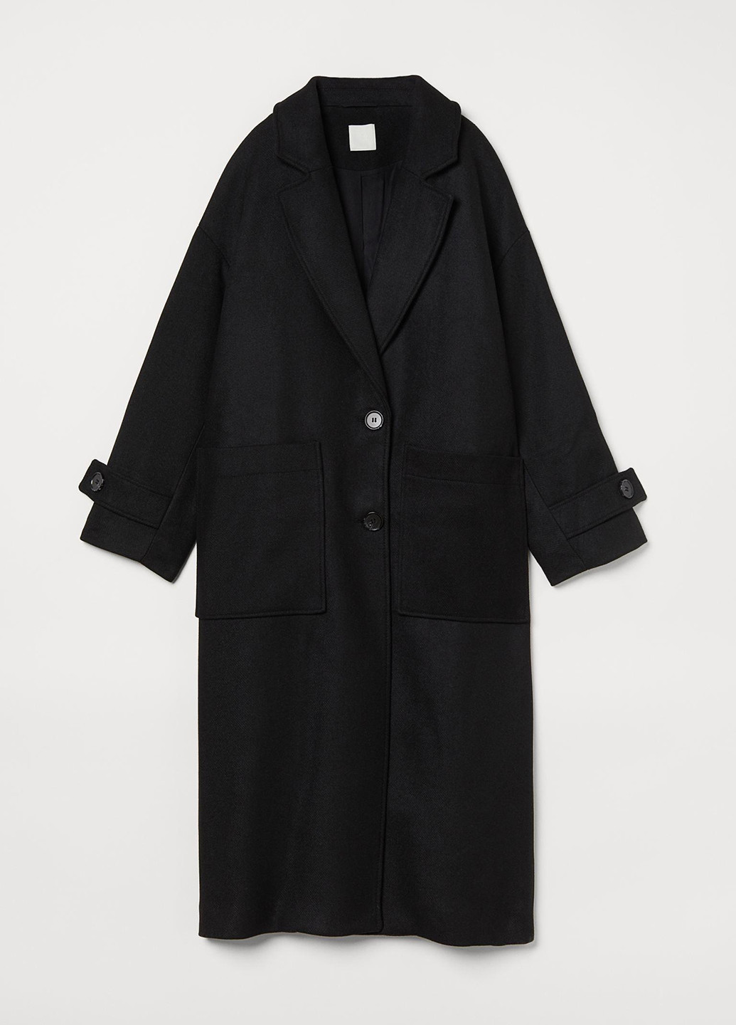 Черное демисезонное Пальто подовжене однобортное H&M