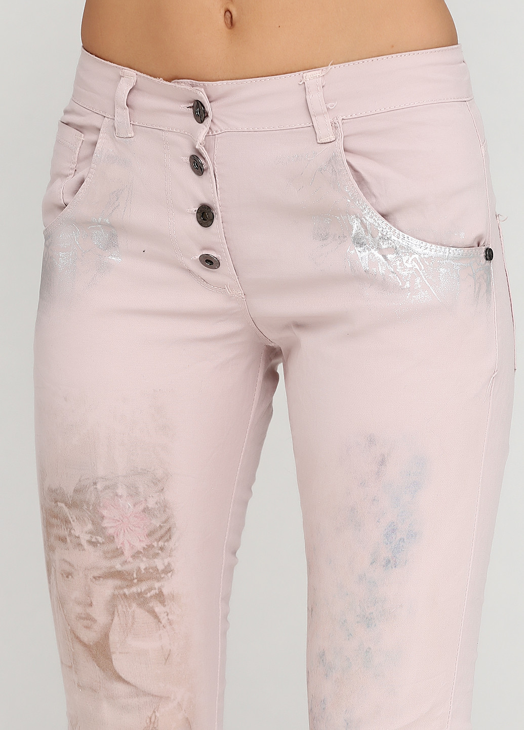 Пудровые джинсовые летние зауженные брюки Mooi Li