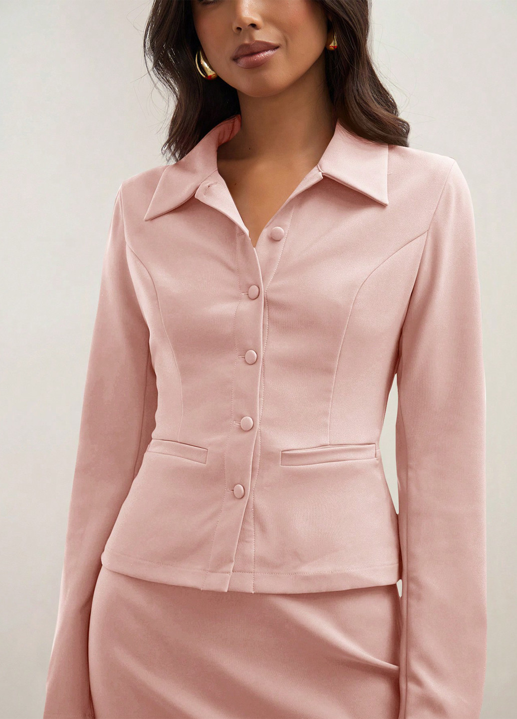 Рожевий демісезонний комплект (блуза, спідниця) SHEIN